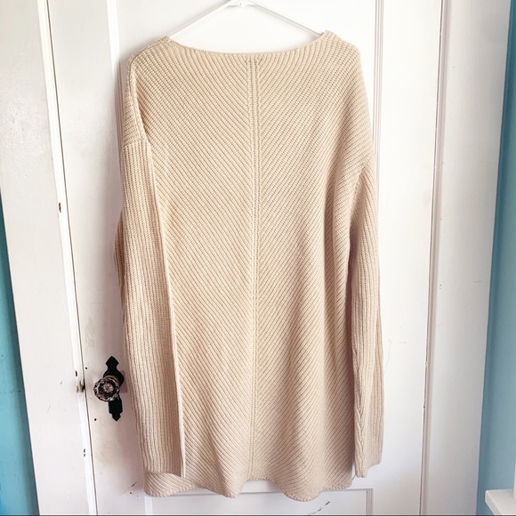 TOBI Don’t Let Me Down Oatmeal Knit Sweater Dress Open Criss Cross Medium M - Picture 6 of 8